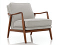 Fauteuil inclinable 76×86×94 cm – tissu gris clair et marron – style rétro avec accoudoirs ouverts