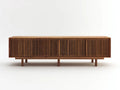 Meuble TV en bois 200×42×58 cm - marron - salon style contemporain à façade ajourée