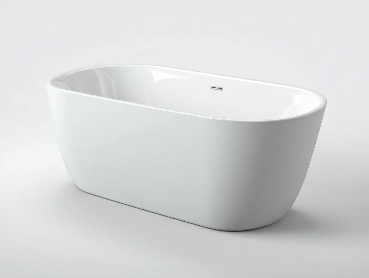 Baignoire îlot acrylique blanche 168×80×58 cm – salle de bain style contemporain forme ovale