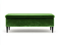 Banc de chambre en velours 125×44×49 cm - vert clair et noir - rangement discret