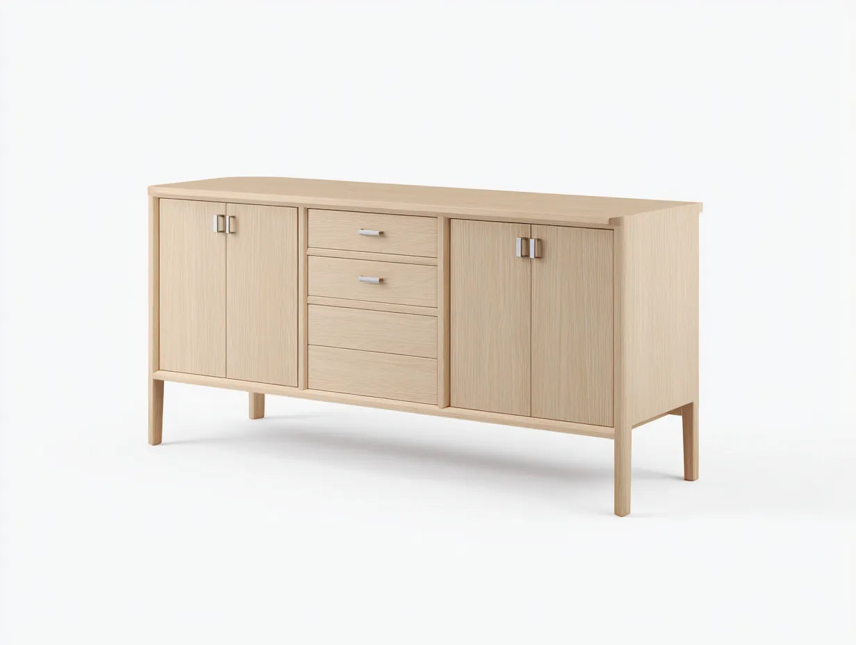 Meuble TV en bois 160×42×75 cm - bois clair - salon style scandinave
