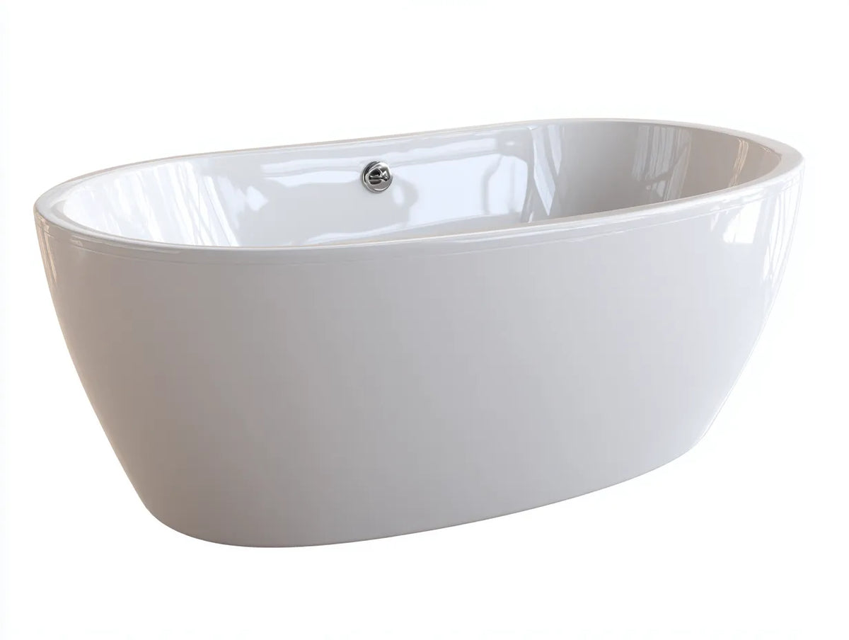 Baignoire îlot acrylique blanche 170×78×57 cm – salle de bain style minimaliste forme ovale