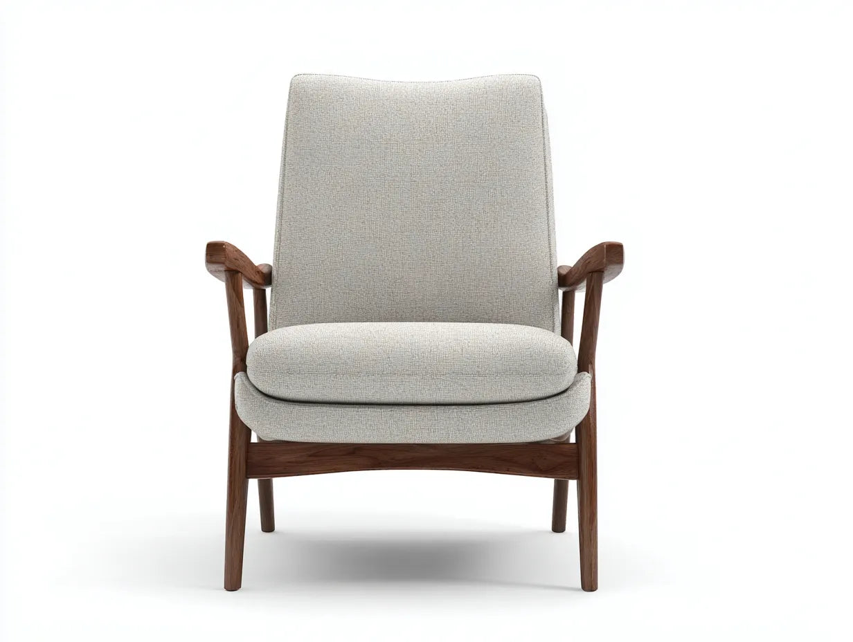 Fauteuil inclinable 72×82×100 cm – tissu beige et bois marron – style moderne pour salon