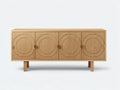 Meuble TV 200×42×55 cm – chêne naturel – design scandinave avec portes décoratives