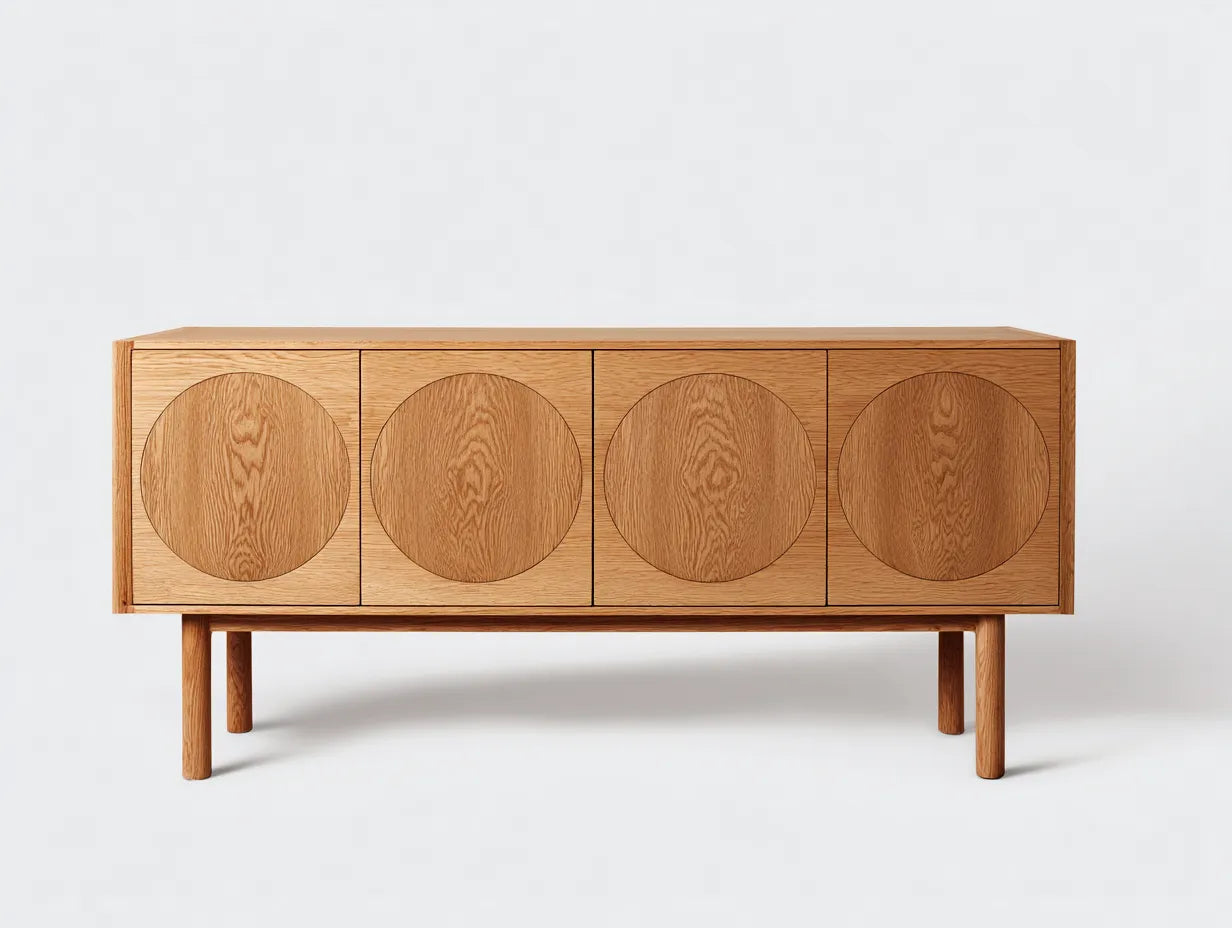 Meuble TV en bois 172×41×70 cm - bois clair - salon design géométrique contemporain