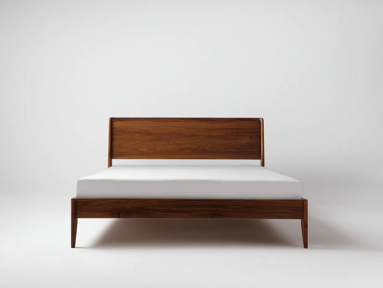 Lit 200×160×100 cm – bois marron et tissu gris – design moderne pour chambre