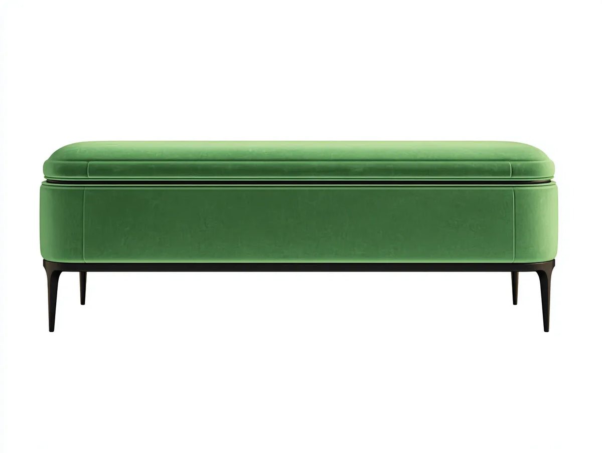 Banc de chambre en velours 120×45×50 cm - vert et noir - rangement intégré