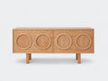 Meuble TV 170×40×68 cm – bois marron clair – façade géométrique pour salon