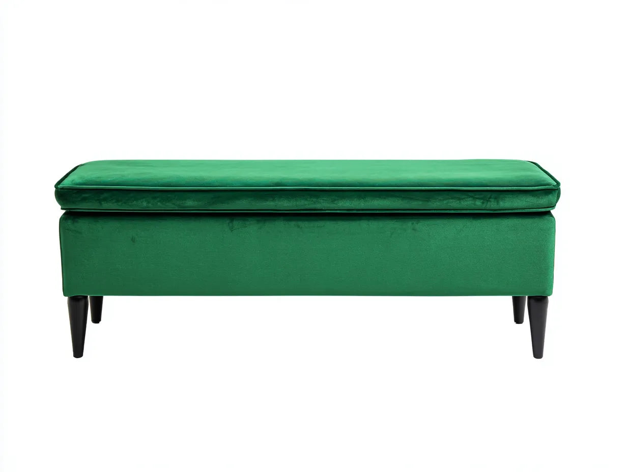 Banc de chambre 120×45×47 cm – velours vert – style moderne pour chambre