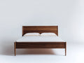 Lit en bois et tissu 208×166×102 cm - marron et gris clair - chambre à coucher style scandinave