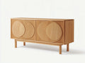 Meuble TV 190×45×60 cm – chêne clair – style contemporain avec façade géométrique